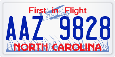 NC license plate AAZ9828