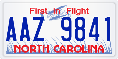 NC license plate AAZ9841