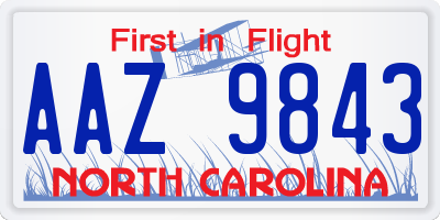 NC license plate AAZ9843