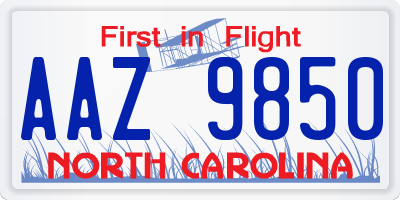 NC license plate AAZ9850