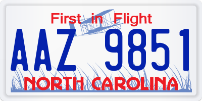 NC license plate AAZ9851