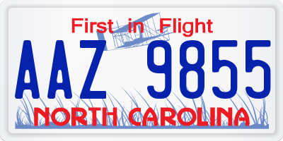 NC license plate AAZ9855