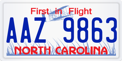 NC license plate AAZ9863