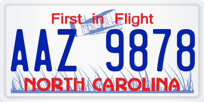 NC license plate AAZ9878