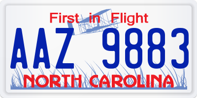 NC license plate AAZ9883