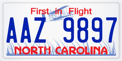 NC license plate AAZ9897