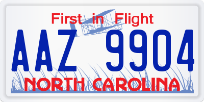 NC license plate AAZ9904