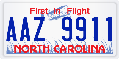 NC license plate AAZ9911