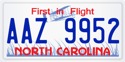 NC license plate AAZ9952