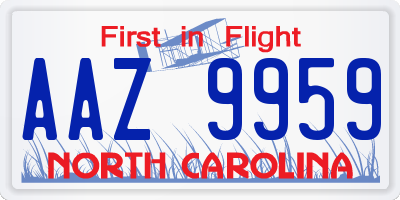NC license plate AAZ9959