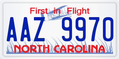 NC license plate AAZ9970