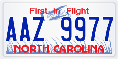 NC license plate AAZ9977
