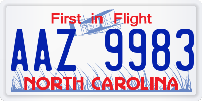 NC license plate AAZ9983