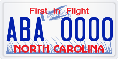 NC license plate ABA0000
