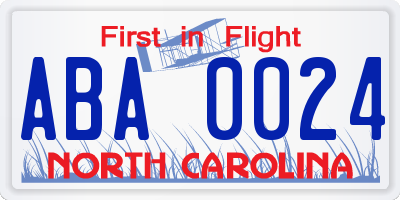 NC license plate ABA0024