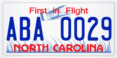 NC license plate ABA0029