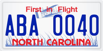 NC license plate ABA0040