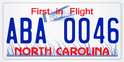 NC license plate ABA0046