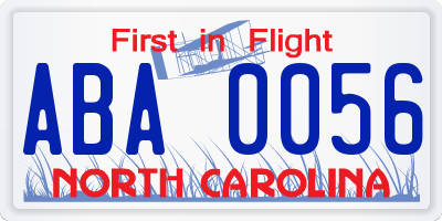 NC license plate ABA0056