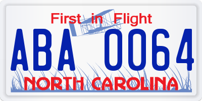 NC license plate ABA0064