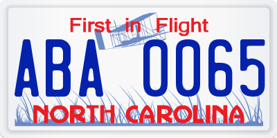 NC license plate ABA0065