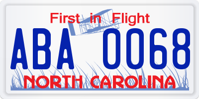 NC license plate ABA0068