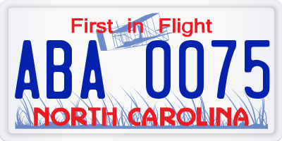 NC license plate ABA0075