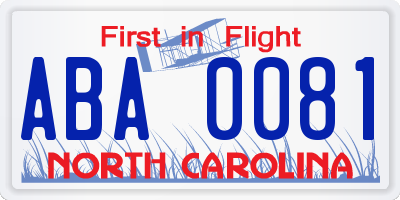 NC license plate ABA0081