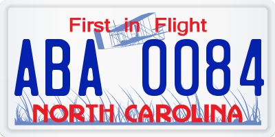 NC license plate ABA0084
