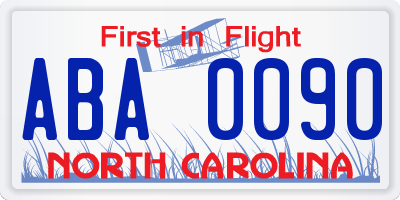 NC license plate ABA0090