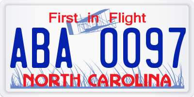 NC license plate ABA0097