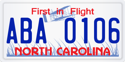 NC license plate ABA0106