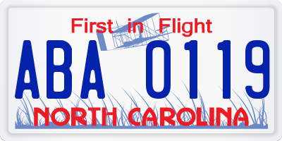 NC license plate ABA0119
