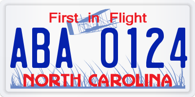 NC license plate ABA0124