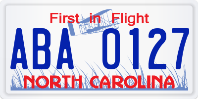 NC license plate ABA0127