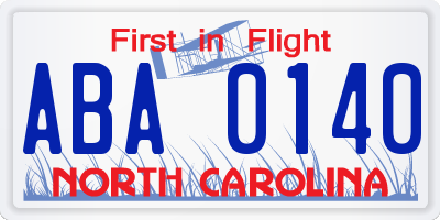 NC license plate ABA0140