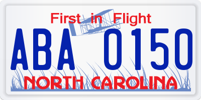 NC license plate ABA0150