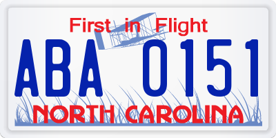 NC license plate ABA0151