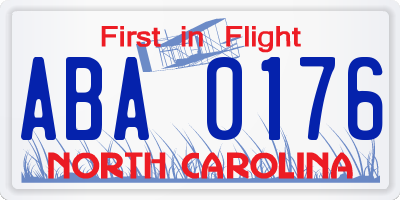 NC license plate ABA0176