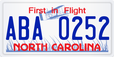 NC license plate ABA0252