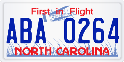 NC license plate ABA0264
