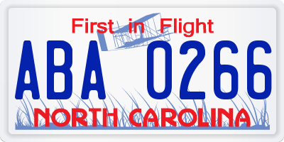 NC license plate ABA0266
