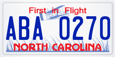 NC license plate ABA0270