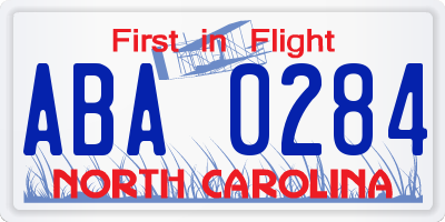 NC license plate ABA0284