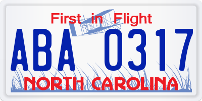 NC license plate ABA0317