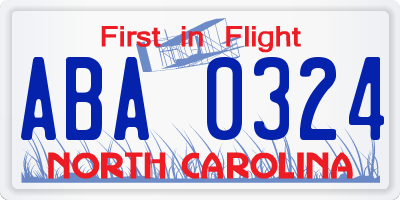 NC license plate ABA0324