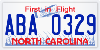 NC license plate ABA0329