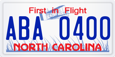 NC license plate ABA0400