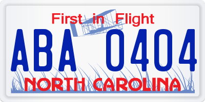 NC license plate ABA0404