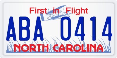 NC license plate ABA0414